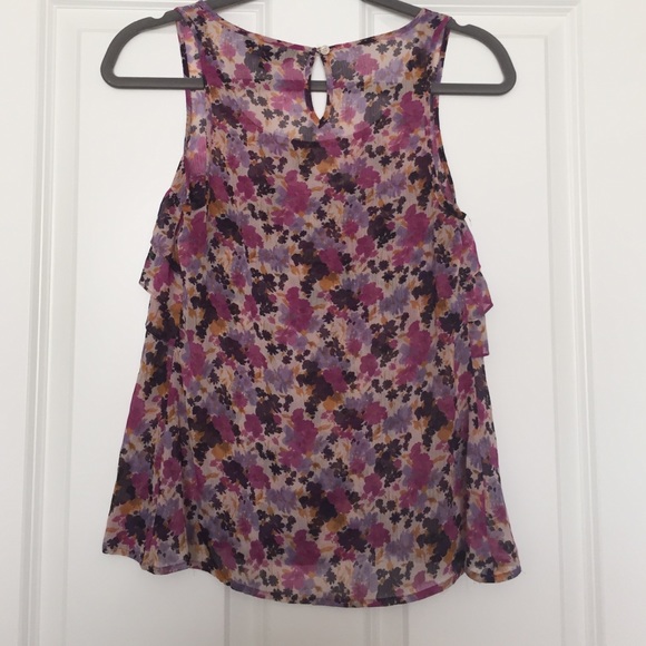 Express Floral Blouse / Tank - purple Mustard - Extra Small XS - Picture 3 of 4